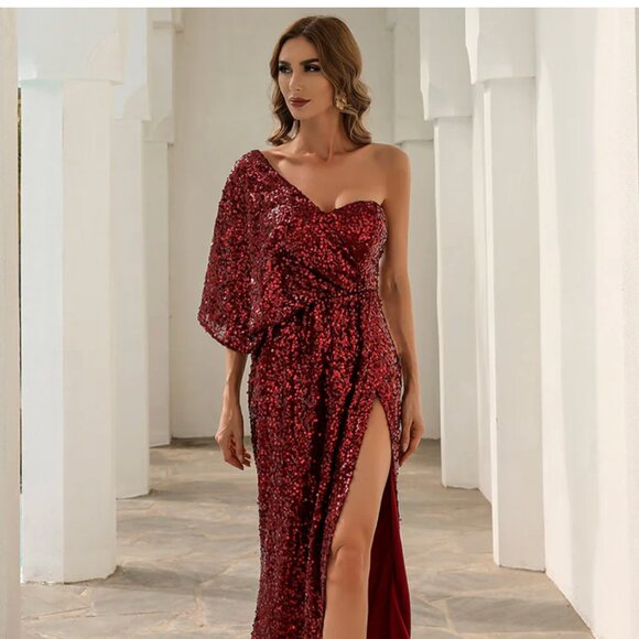 Tiana One Shoulder High Slit Gown - Picture 2 of 3